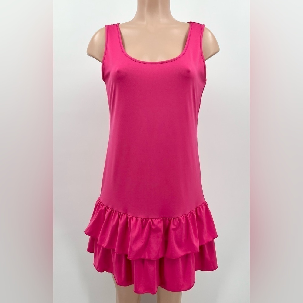 Peter Nygard Pink Ruffle Hem Knit Tank Dress Size Medium